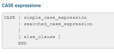 SQL CASE Syntax as per Oracle12 documentation