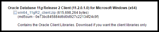 Oracle 11g 64 bit download page.