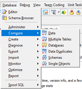 Toad for Oracle Compare features