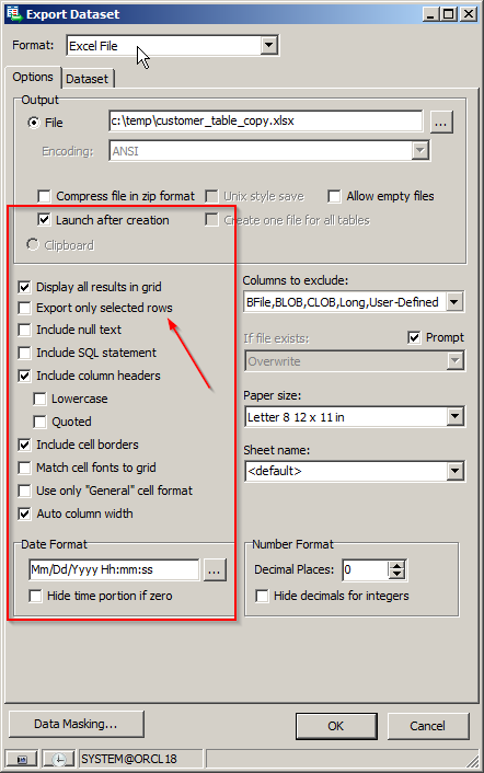 Next the Export Dataset wizard will result displaying several format choices.