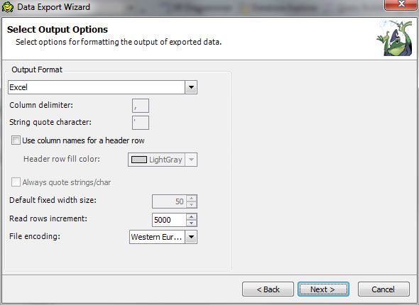 Selecting Output Options