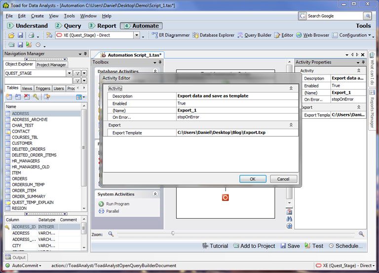Step 4: Automating the process - Export