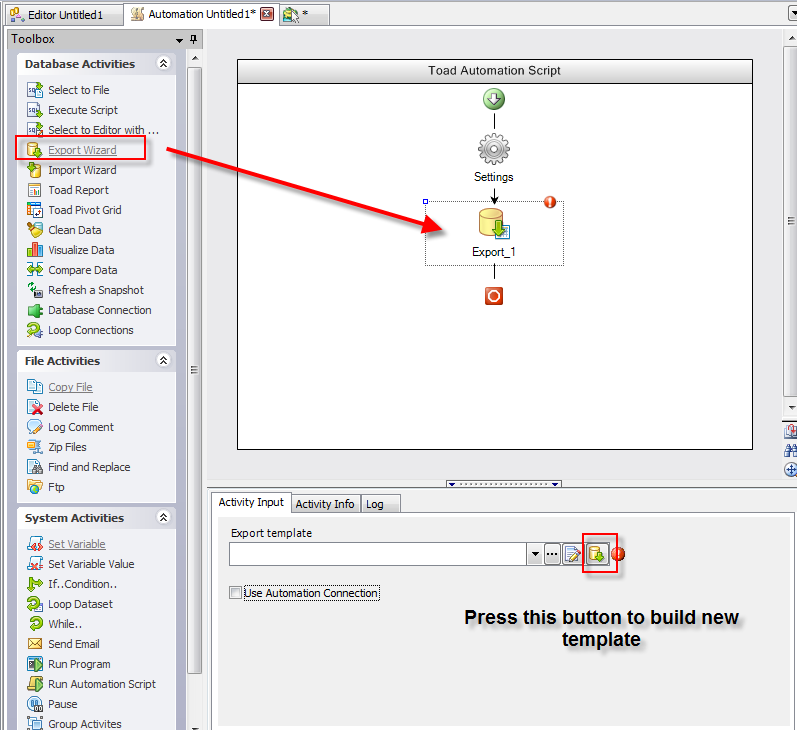 Export Wizard Automation: Use templates for input, create new or edit existing templates