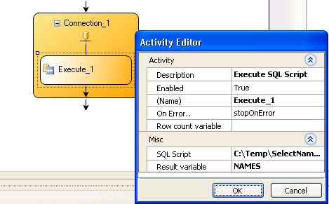 Adding an Execute Script activity