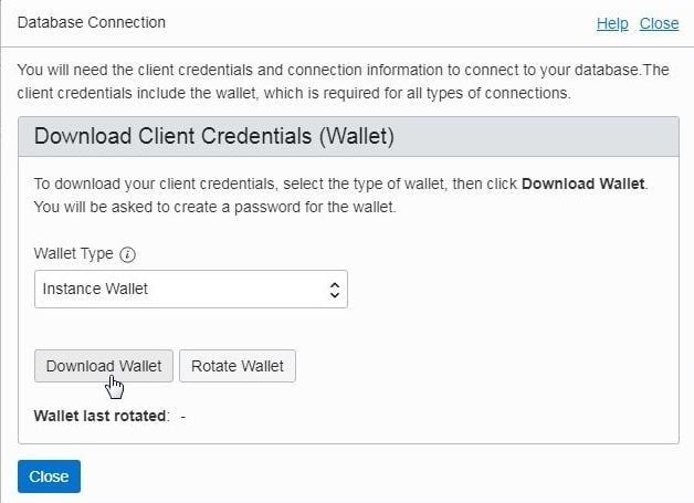 Figure 13. Downloading Client Credentials Wallet.