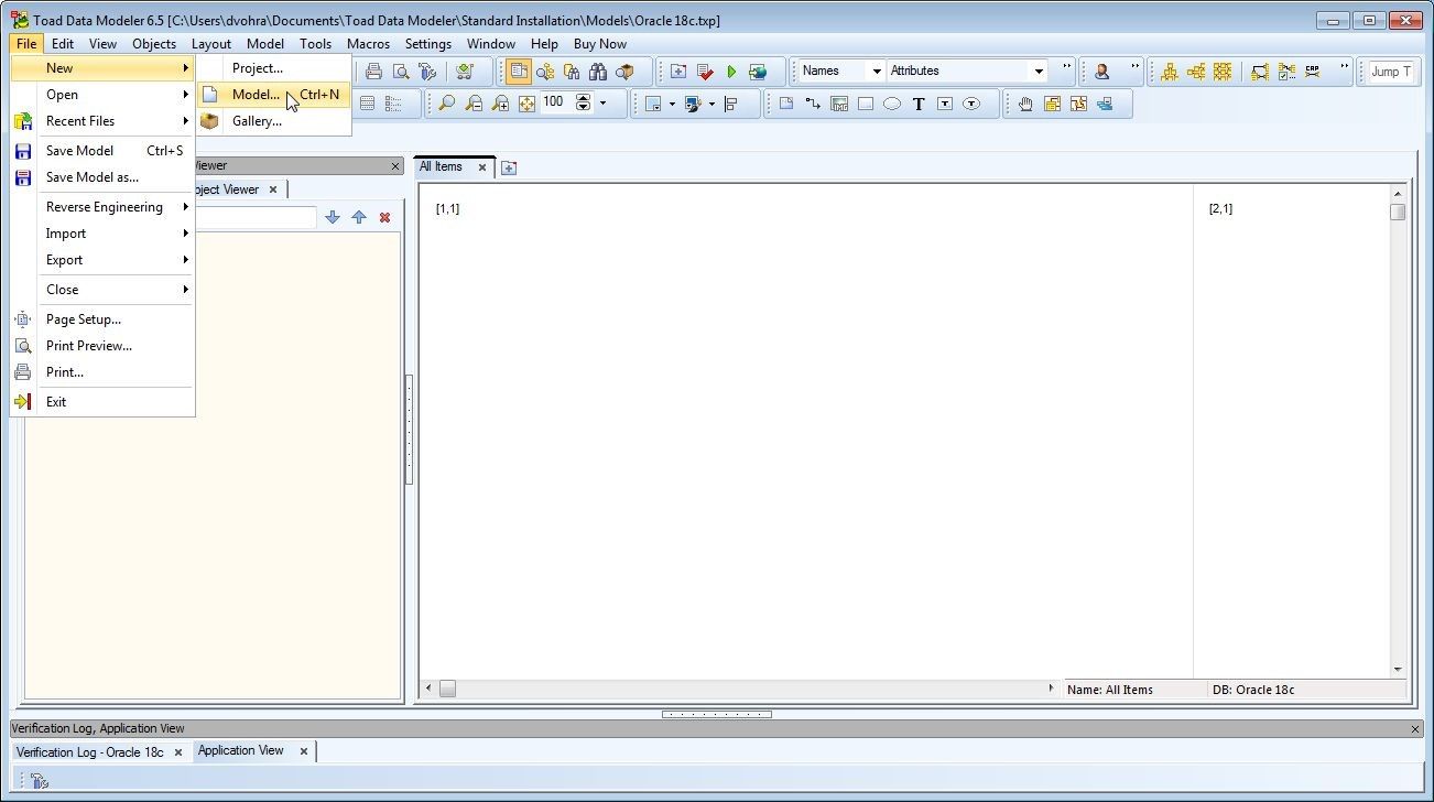 Figure 1. Creating a new model in Toad Data Modeler