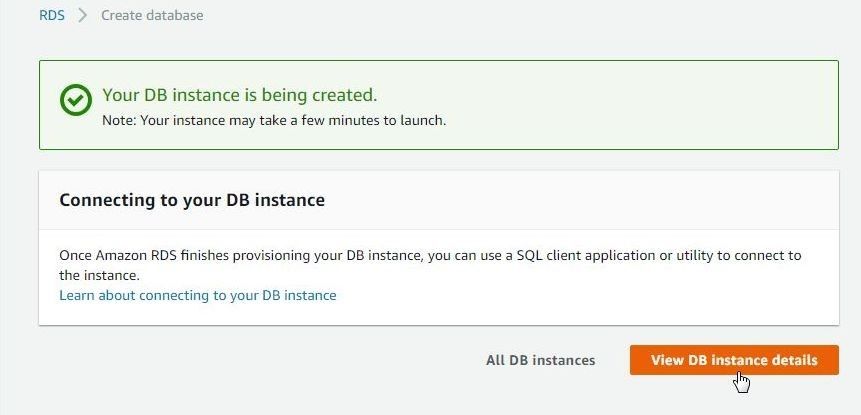 Figure 11 The DB instance is being created