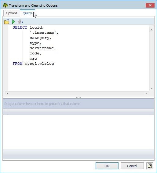 Figure 12. The Query tab displays the SQL query used.