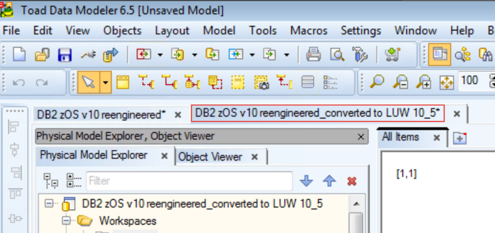 Figure 13.  Saved new model converted into a LUW model