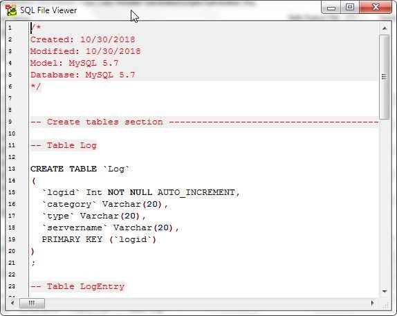 Figure 15. SQL File Viewer