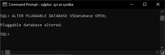 Command to open the pluggable database