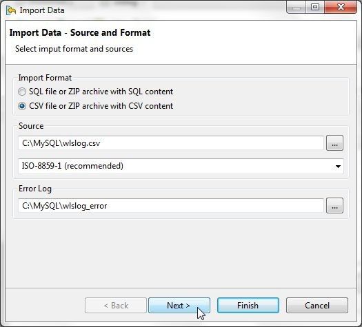 Figure 17. Import Data, selecting source format