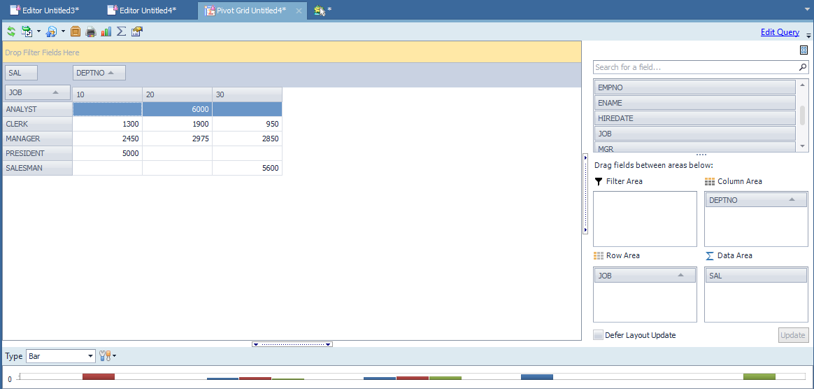 Building a Pivot Grid in Toad Data Point