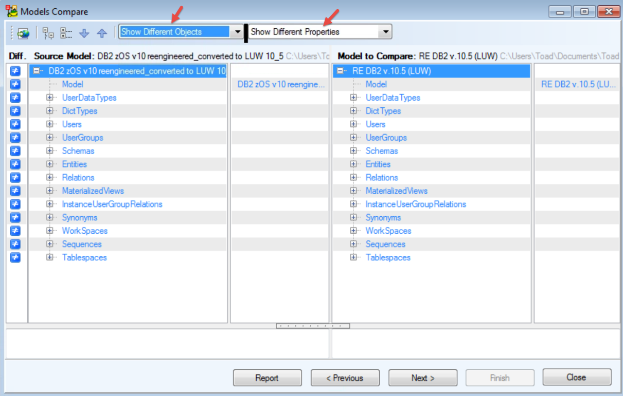 Figure 20.  omparison reporting, differences only