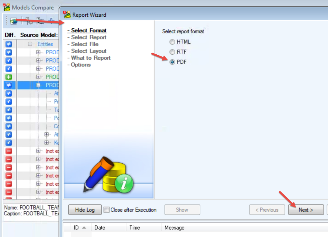 Figure 23.  Generate the report to a file using the button on the toolbar