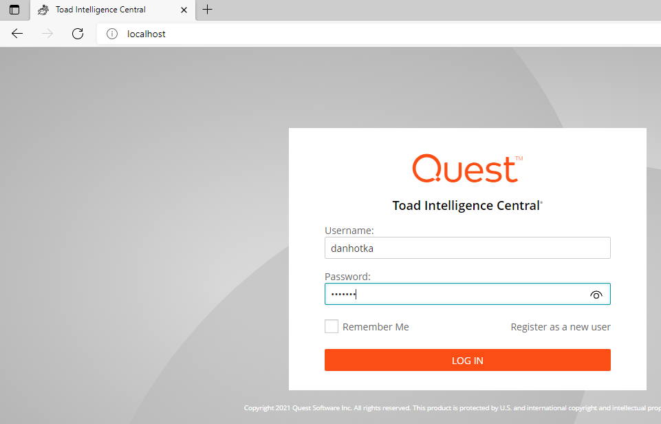 Toad Intelligence Central Web Interface