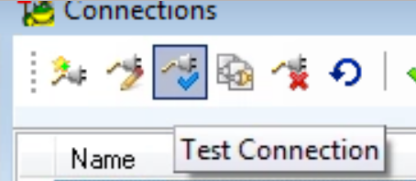 Figure 3. The Test Connection button on the TDM Connections setup screen toolbar