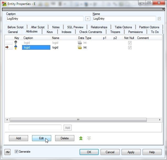 Figure 32. Clicking on Edit to edit the remaining logid