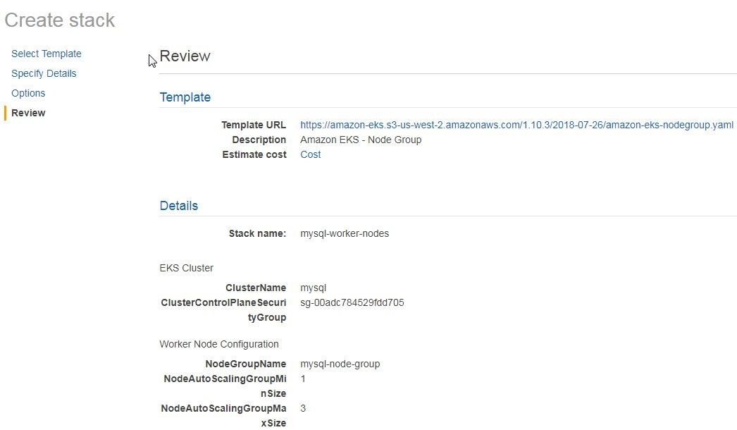 Figure 38. On the Review page the Stack summary is listed