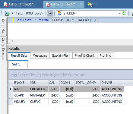 Using a Toad View to query data