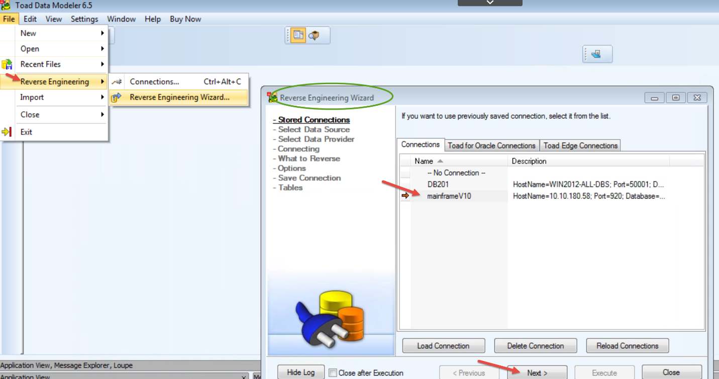 Figure 4.  Reverse engineer the DB2 zOS subsystem schema to create a physical model