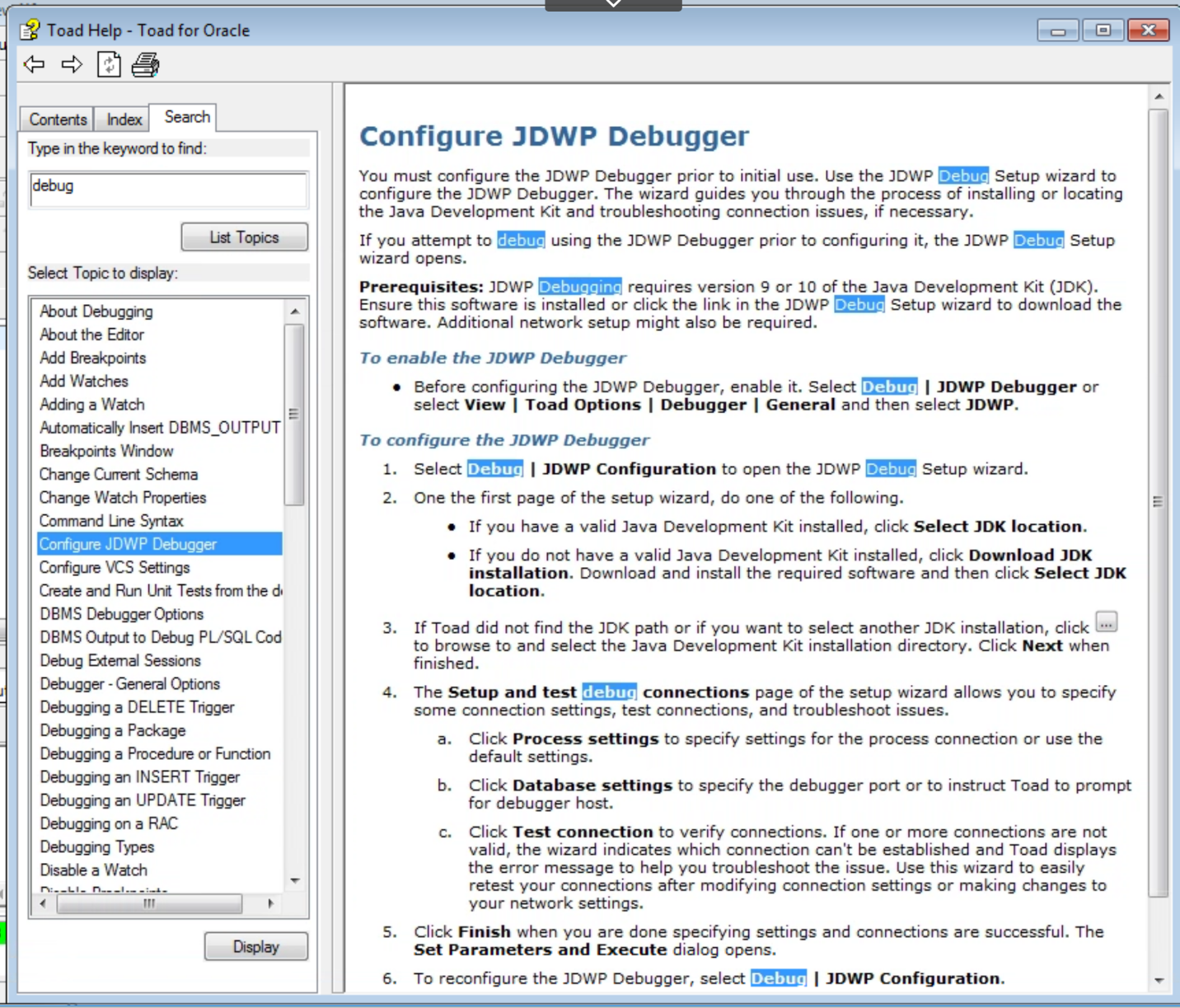 Figure 5. The Toad for Oracle Search Tab