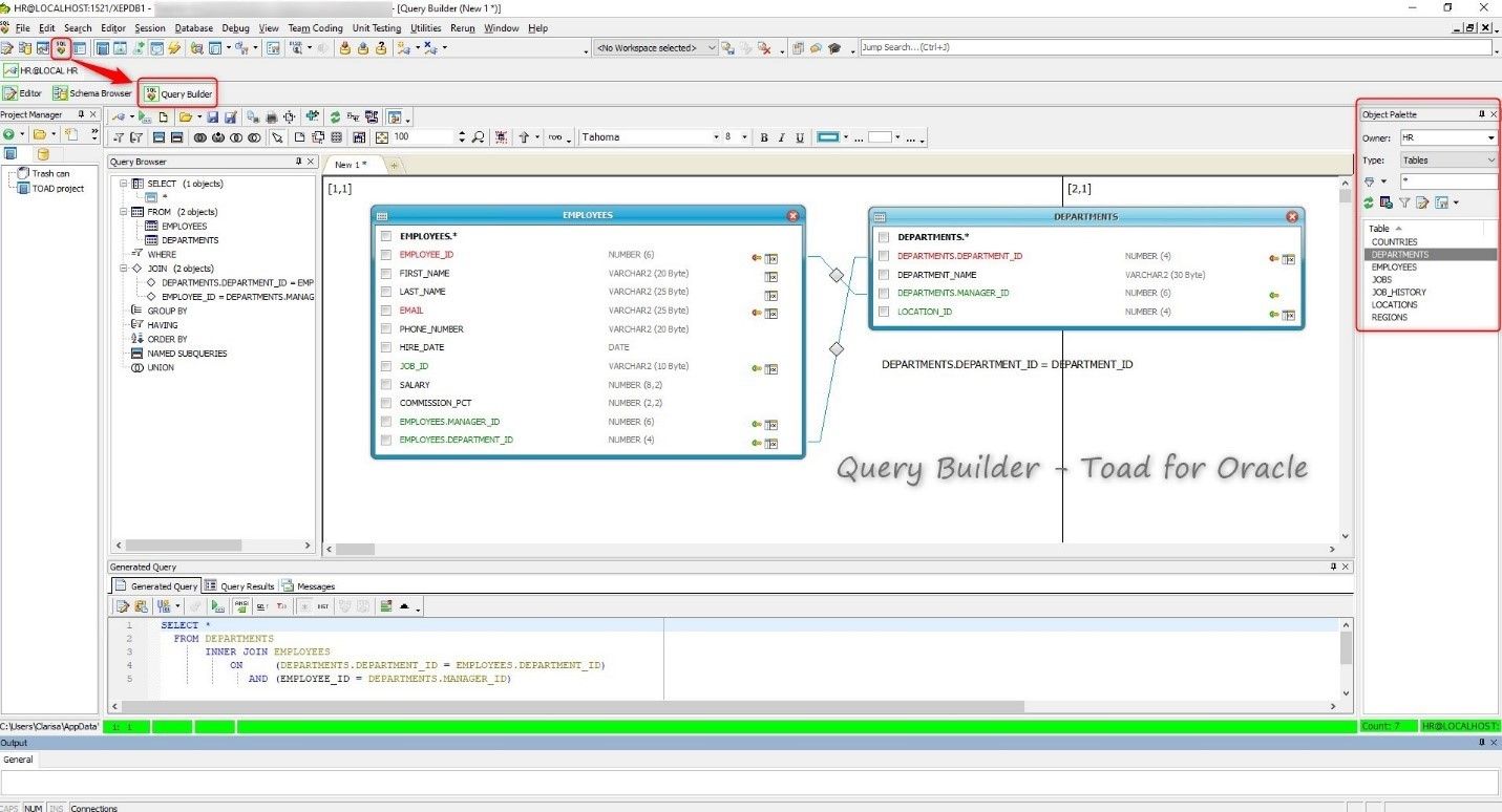 Query Builder in Toad for Oracle - Toad for Oracle vs Toad Data Point