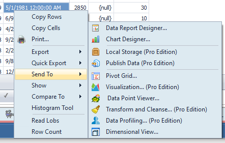 Toad Data Point Report Wizard for data preparation