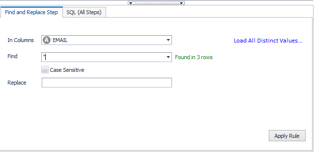 Transform and cleanse find and replace function