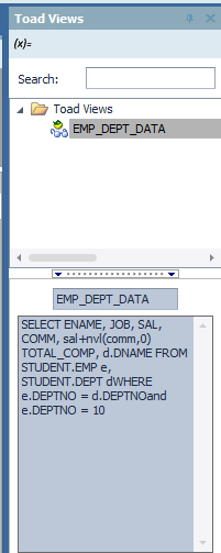 Accessing the SQL to query data in a Toad View