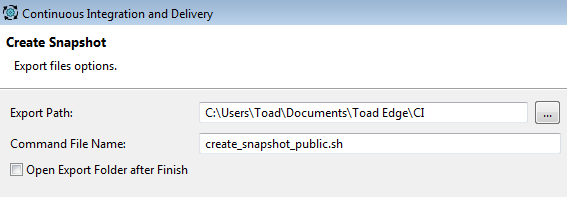Figure 6. Create Snapshot export file options