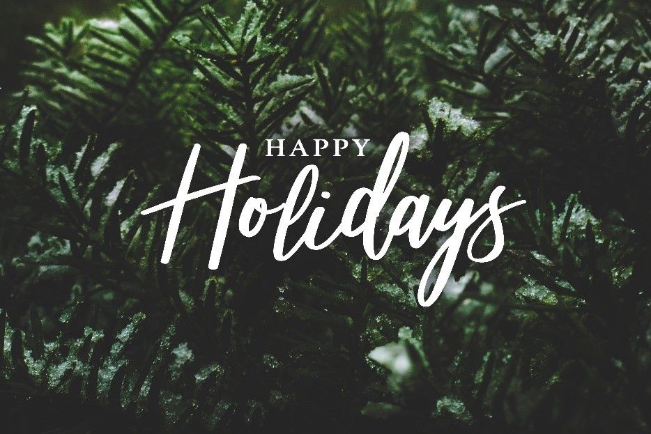 Cursive writing Happy Holidays over a fir tree background. For holiday reflection, an index of DB2 Toad World posts.