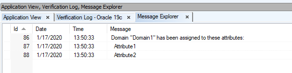 Screen shot showing Message Explorer and attributes.