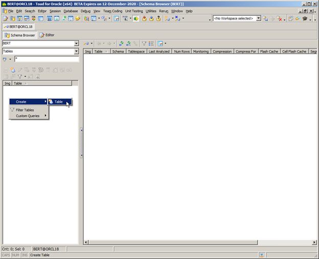 Figure 1: Create a new table to load data.