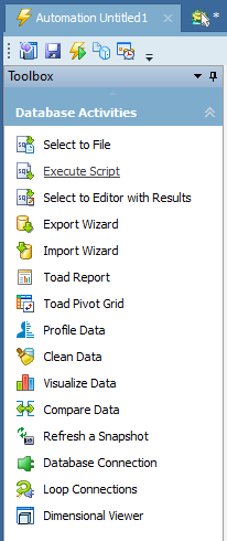 Toad Data Point Automation menu