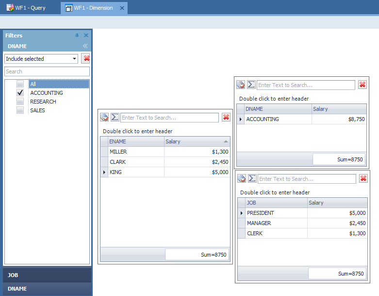 Toad Data Point filtering data