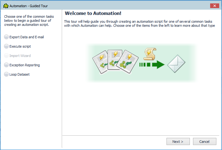 Begin using the Toad Data Point Automation Wizard