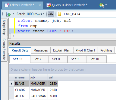 SQL pattern matching - LIKE data contains an L in the second position