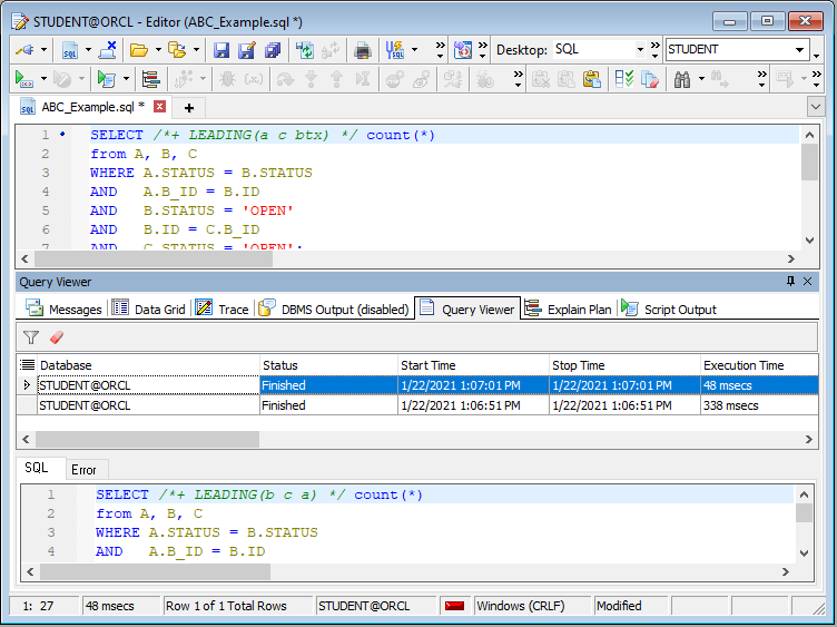 Figure 3: Using Query Viewer