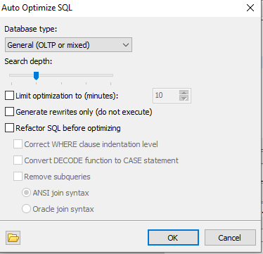 Figure 6: SQL Optimize Setup Panel