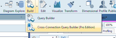 in Toad Data Point Pro you can create “Cross Connection Queries” which opens up a visual query builder ready to accept tables from different databases. From the menu select Build, then Cross-Connection Query Builder (Pro Edition).