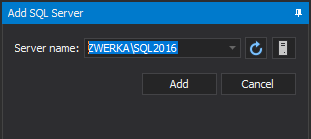 Click on the Add server button and provide the SQL Server name.