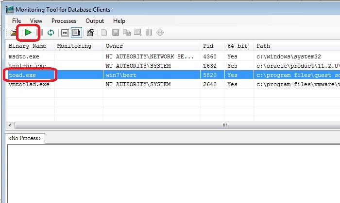Enabling SQL Tracker to monitor a program