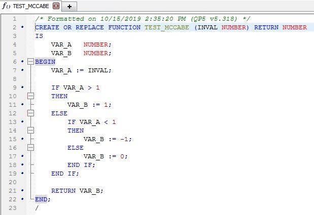 How is McCabe Cyclomatic Complexity calculated? Screen shot.