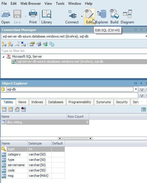 Figure 11. Launching the SQL editor