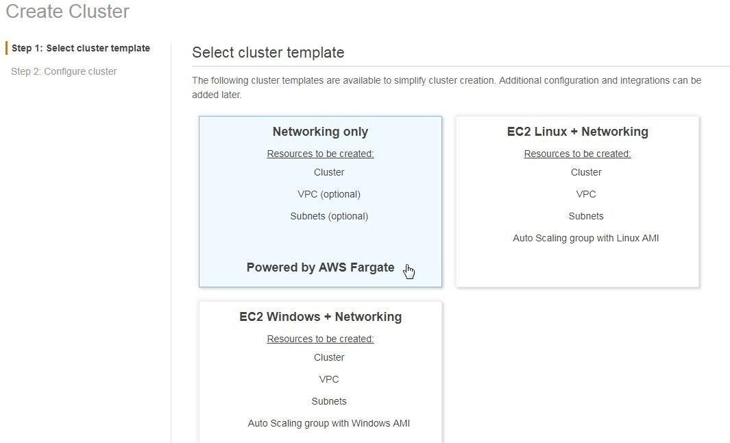 Figure 13. Selecting Cluster template