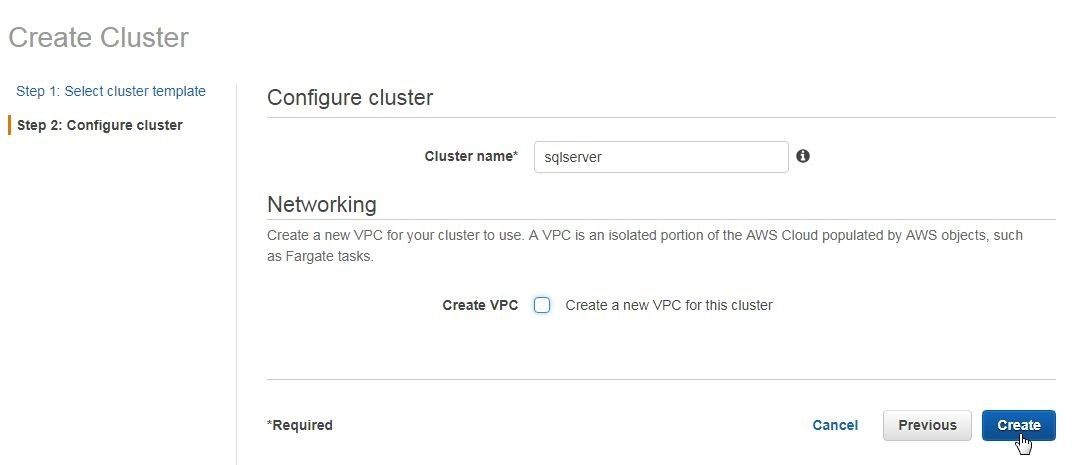 Figure 14, clicking on Create Cluster