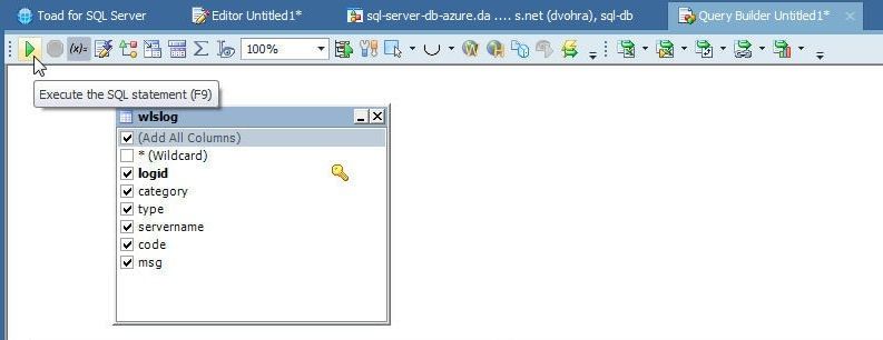 Figure 21. Clicking on Execute the SQL statement