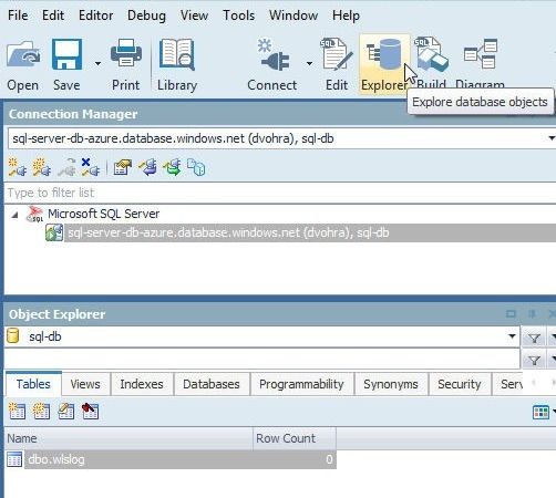 Figure 23. Selecting Explorer in the toolbar