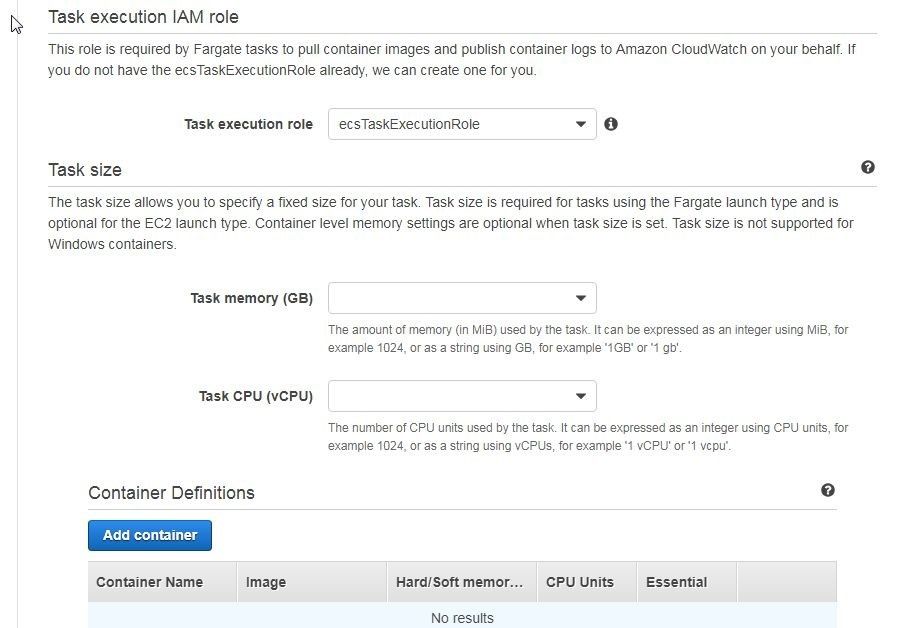 Figure 4, setting Task Execution Role